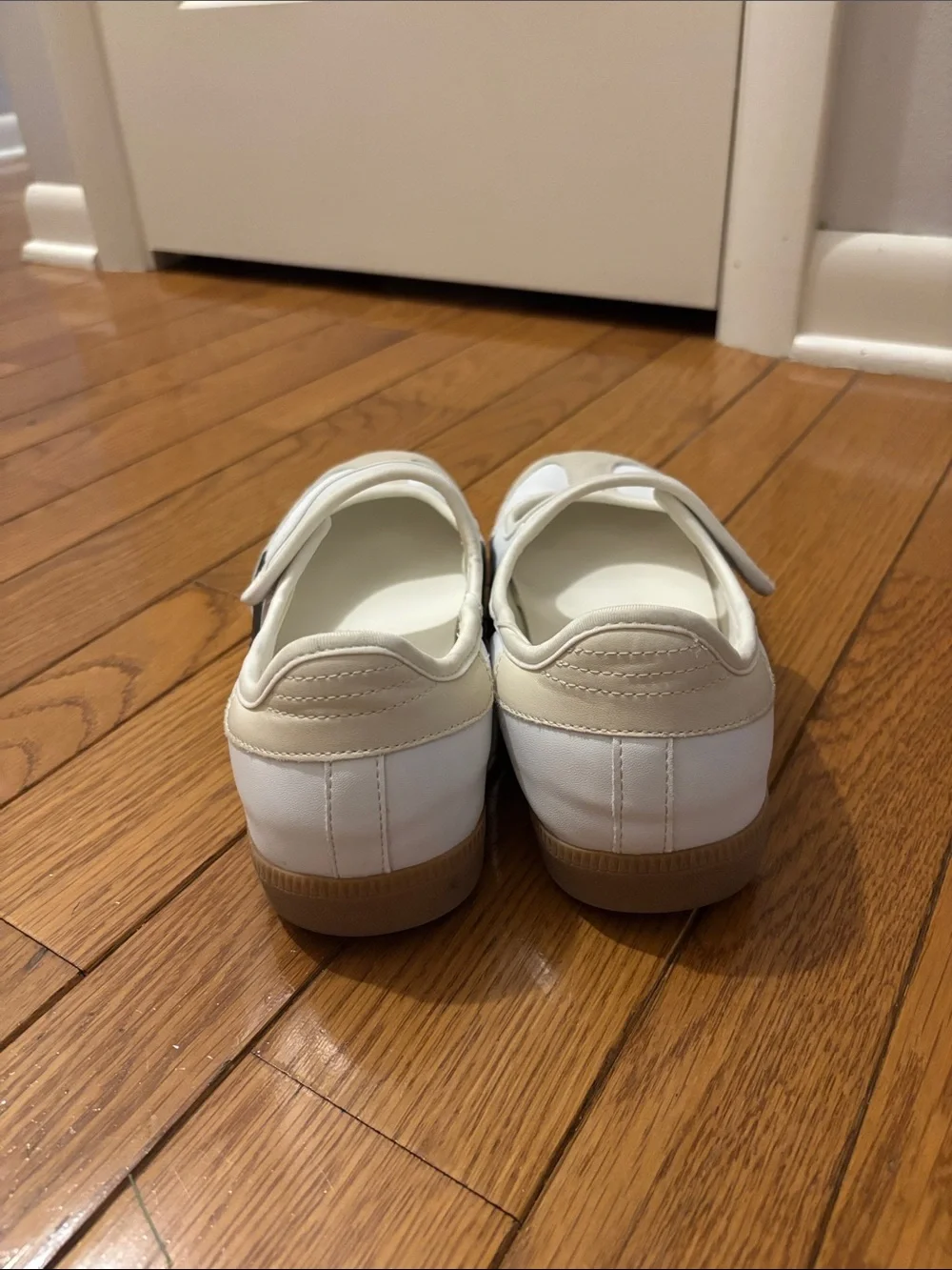 Women’s White Mary Jane Loafers with Black Accent